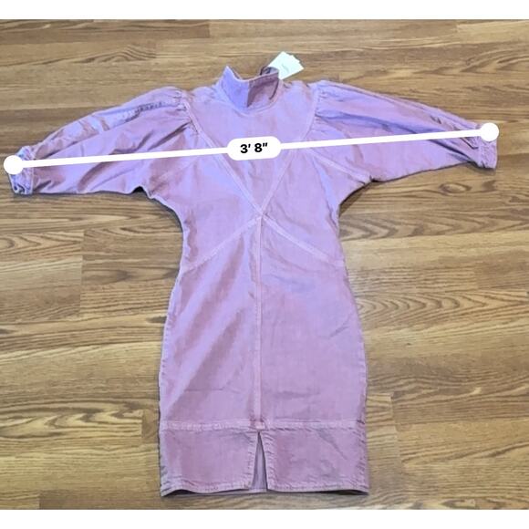 ISABEL MARANT ÉTOILE PUFF SLEEVE DENIM DRESS IN PINK size 34 / us XS - Picture 8 of 15